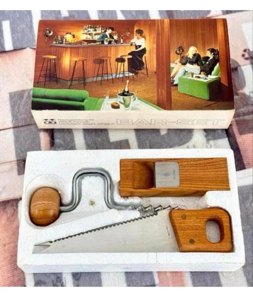 Ensemble bar Barset, tire-bouchon, scie à fromage râpe à vin, Antiquités & Art, Enlèvement ou Envoi