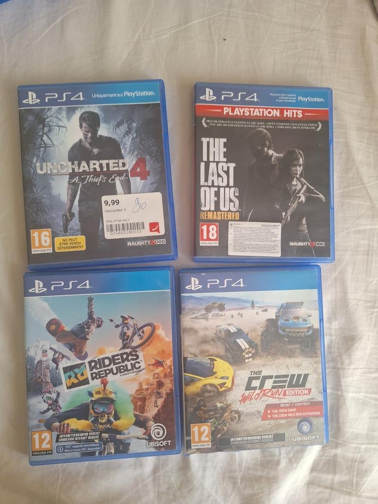Lot 4 jeux PS4 : Last of Us + Uncharted 4 + Riders Republic, Online, 1 joueur, À partir de 18 ans, Aventure et Action