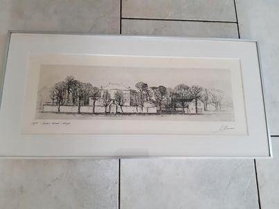 gesigneerde ets Gilbert Klemans , kasteel Valaer wilrijk, Antiek en Kunst, Kunst | Etsen en Gravures, Ophalen of Verzenden