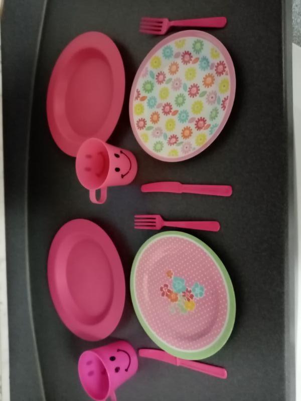 2x 5-delig eetset kinderbord bord beker + bestek = 10 stuks, Caravans en Kamperen, Mobilhome-accessoires, Zo goed als nieuw, Verzenden