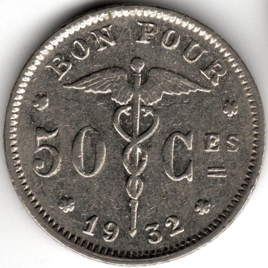 België : 50 Centimes 1932 FR  Morin 419  Ref 15009, Ophalen of Verzenden, Metaal, Losse munt
