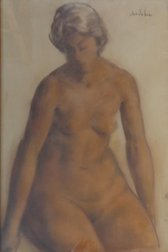 JAN DE BIE / NAAKTE VROUW / ORIGINEEL WERK / 95x66cm / KADER, Ophalen
