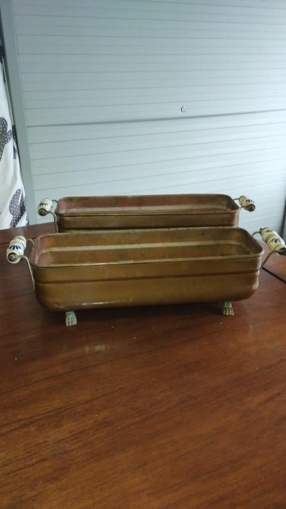 2 koperen bloembakken zie foto's, Antiek en Kunst, Antiek | Brons en Koper, Ophalen