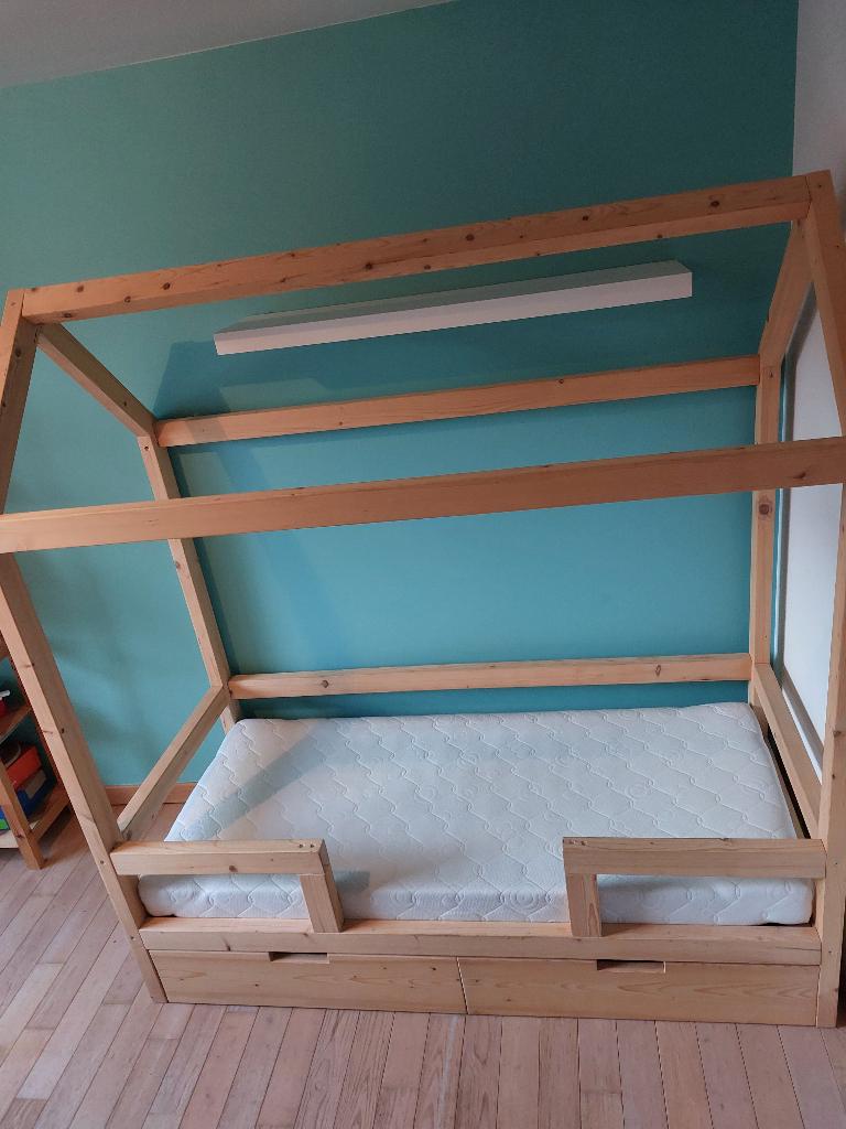 Kinderbed, "huisje" Finn 70x160, Ophalen, Gebruikt, Huisbed hout, 190 cm of minder
