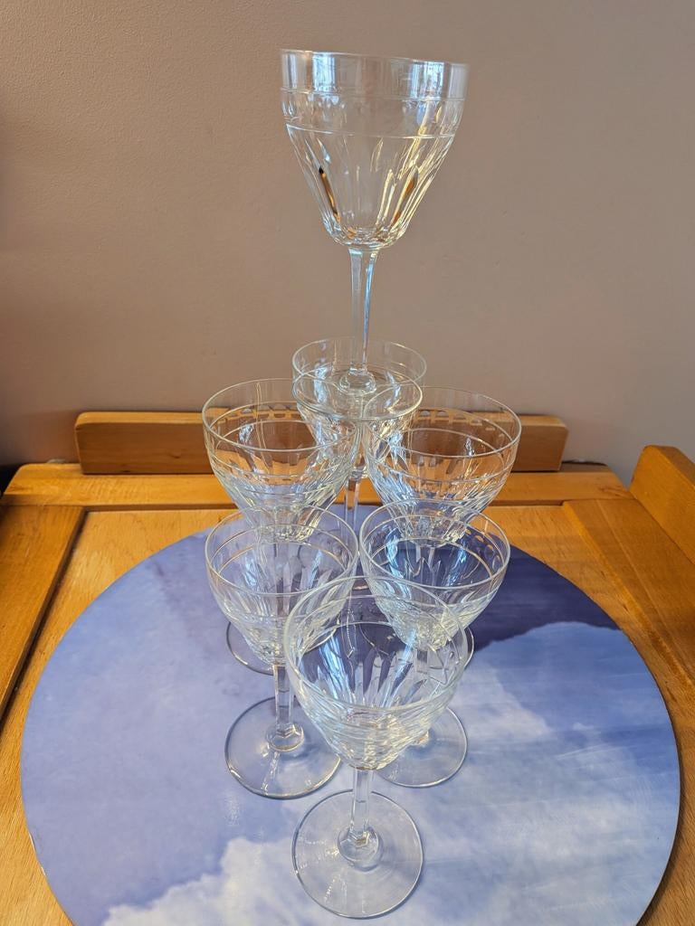 Kristallen wijnglazen Val Saint Lambert, Antiek en Kunst, Antiek | Glaswerk en Kristal, Ophalen