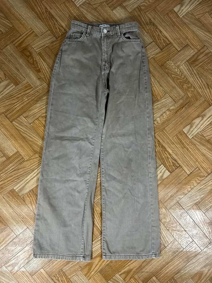 Pantalon Bershka Wide Leg Beige - Taille EUR 36 / US 4, Gris, Enlèvement ou Envoi, Taille 36 (S), Longs