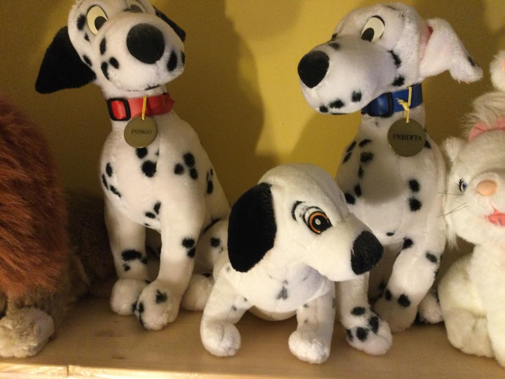 Dalmatiërs Pongo en Perdita met pup in pluche, Verzamelen, Ophalen, Overige figuren, Zo goed als nieuw