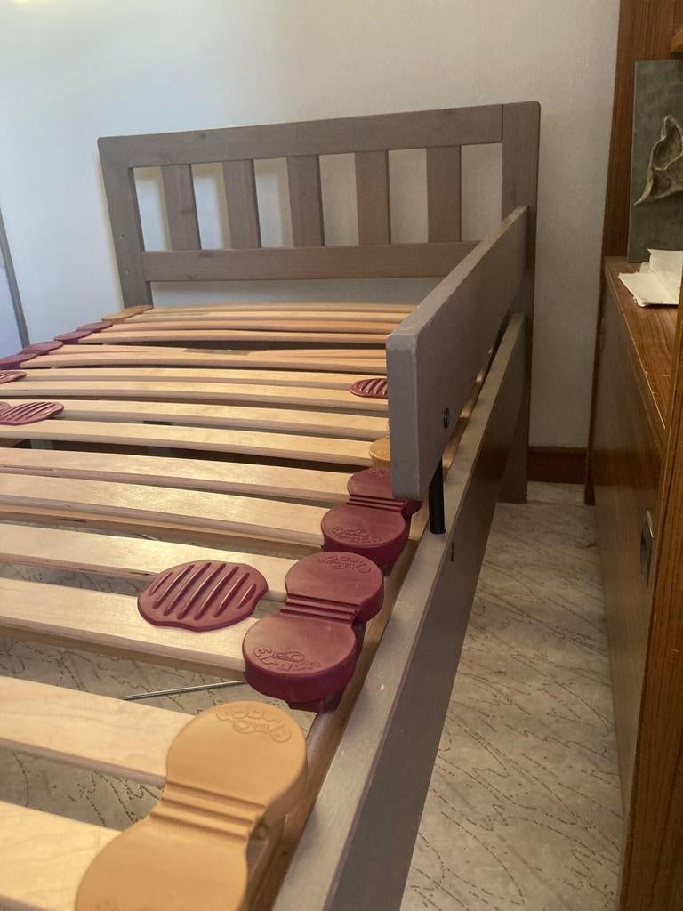 Kinderbed 70x160 cm – frame + latoflex + matras, Ophalen, Lattenbodem