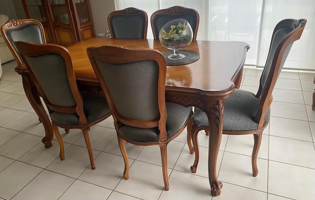 Eetkamer set J.P. Ehalt in Kerselaar, Huis en Inrichting, Ophalen, Antieke - kerselaar, 6 tot 8 stoelen