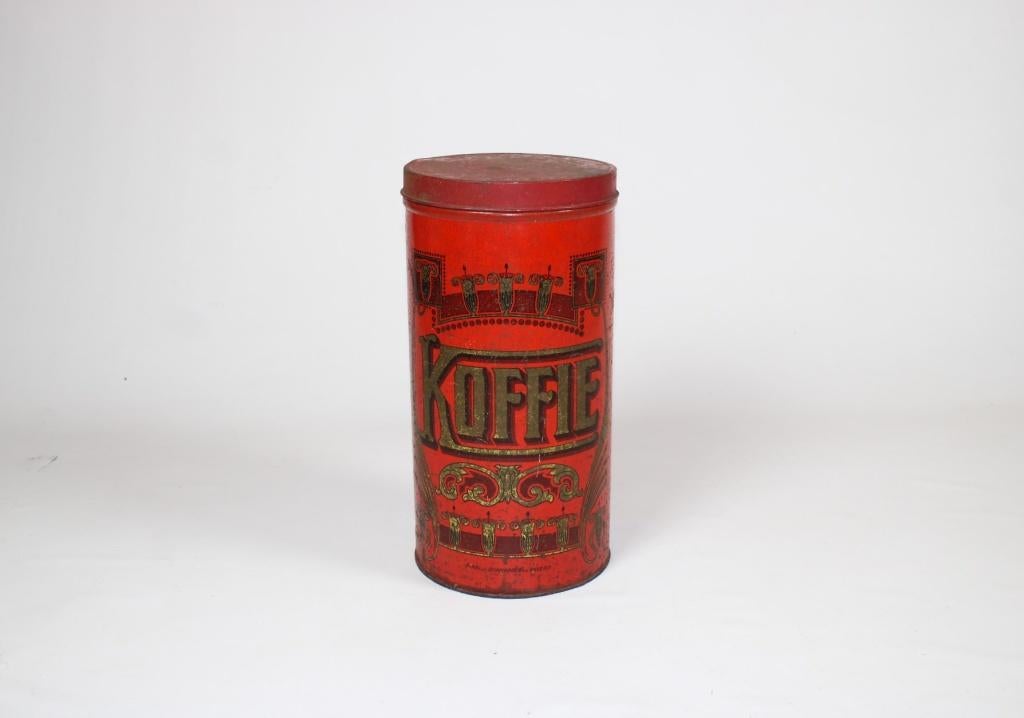 Oud rood koffieblik 'KOFFIE', Ophalen of Verzenden
