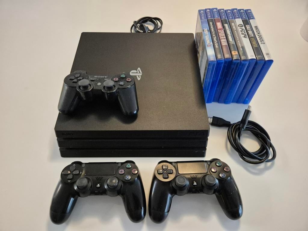Ps4 pro 1TB + 3 controllers & 8 games, Games en Spelcomputers, Spelcomputers | Sony PlayStation 4, Ophalen, Met games, Zo goed als nieuw