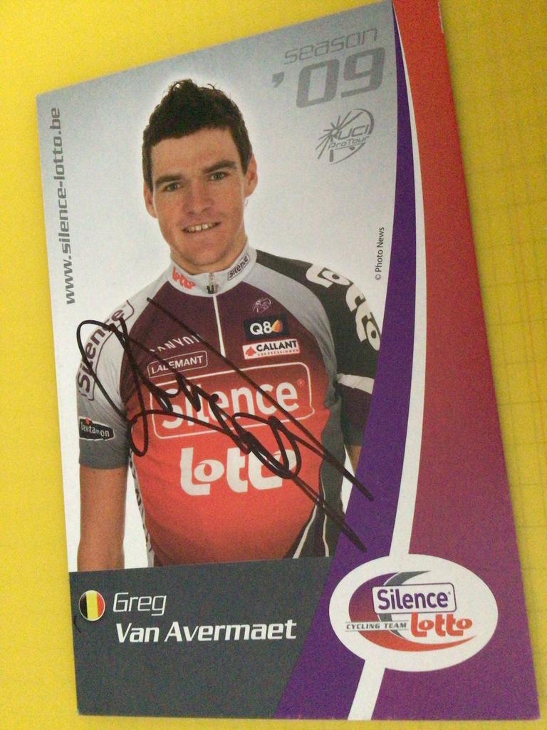 wielerkaart 2009 team lotto greg van avermaet signe, Verzenden, Zo goed als nieuw