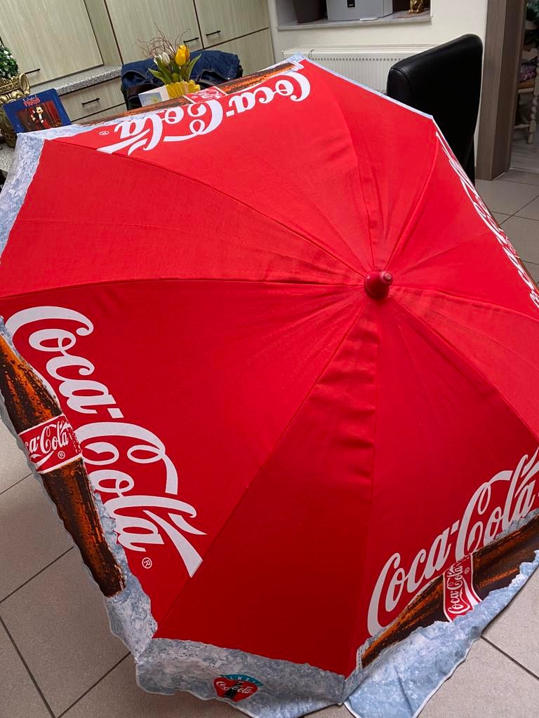 Coca cola parasol, Tuin en Terras, Parasols, Ophalen, Kantelbaar, Nieuw, 1 tot 2 meter