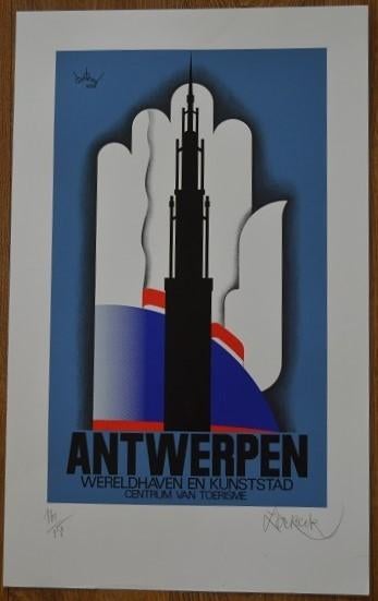 Zeefdruk. Antwerpen., Antiek en Kunst, Kunst | Litho's en Zeefdrukken, Ophalen
