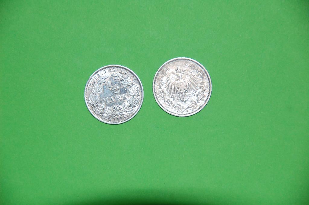 REICH : 1/2 Reichsmark 1906 A & E, Envoi, Allemagne, Série, Argent