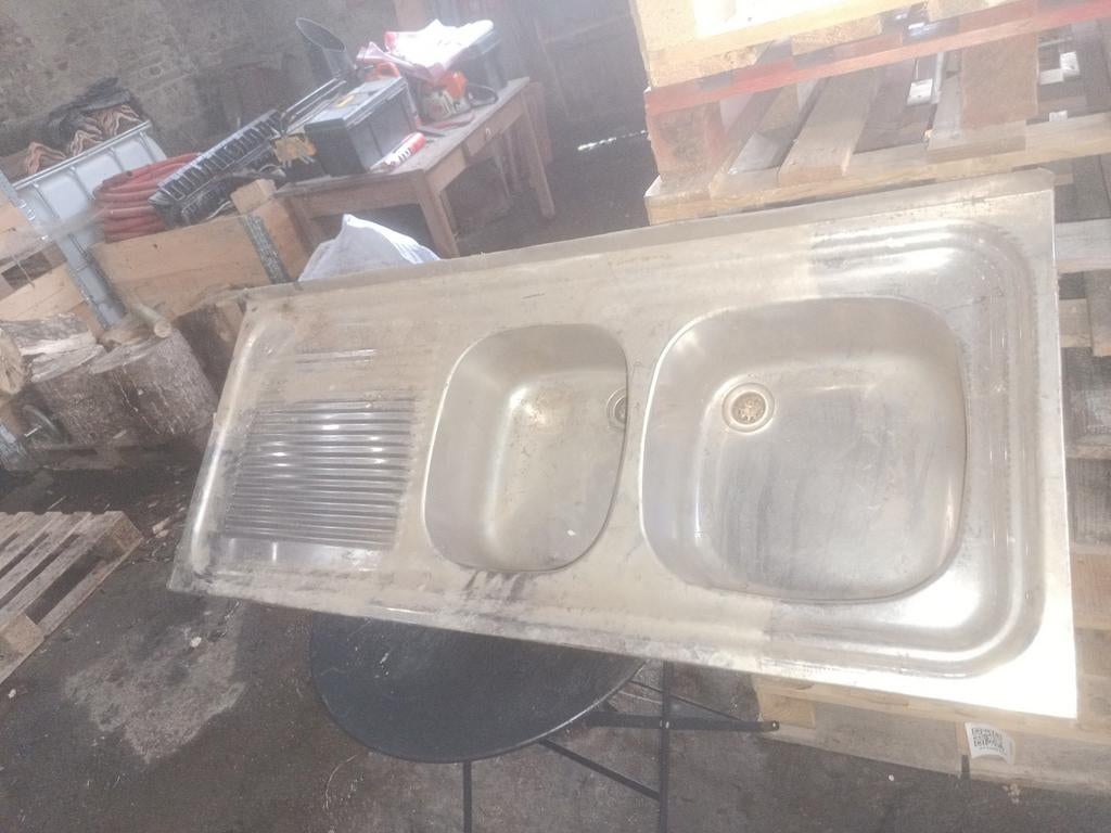 Double grand évier en inox (avec couche anti-poussière :)).), Antiquités & Art, Enlèvement