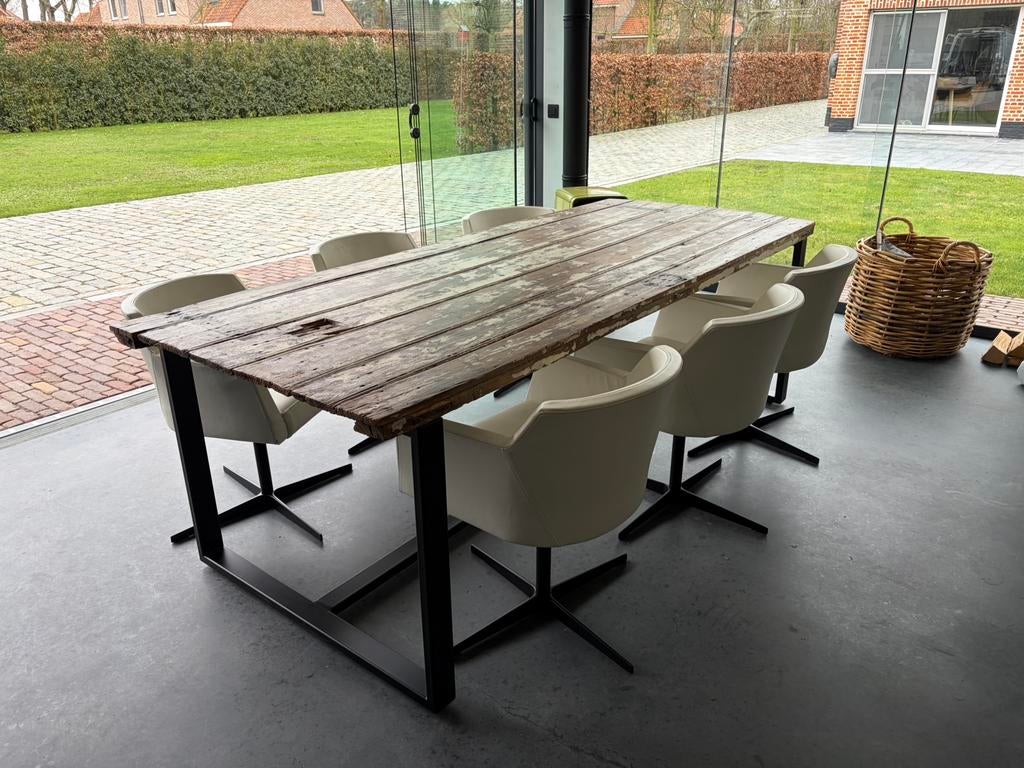 Mooie eetkamerset met mobitec lederen stoelen, Huis en Inrichting, Tafels | Eettafels, Ophalen, Zo goed als nieuw