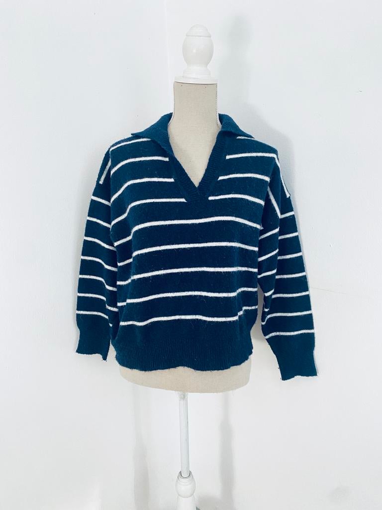 Gestreepte trui 38/M, Kleding | Dames, Truien en Vesten, Maat 38/40 (M), Blauw, Ophalen of Verzenden, Gedragen