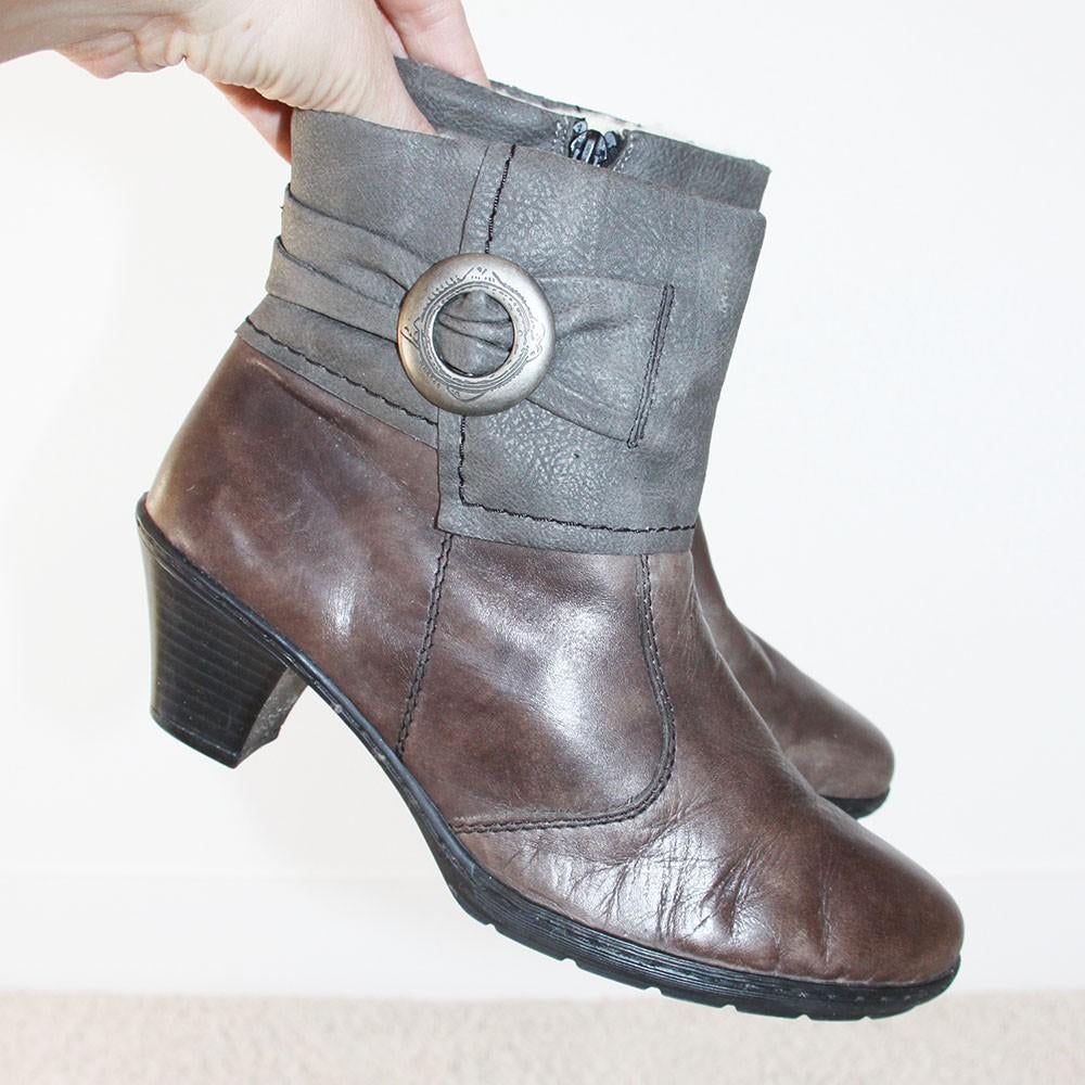 Mooie Gevoerde Leren Rieker Enkellaarsjes s11 (Maat40) €45,-, Overige kleuren, Verzenden, Lage of Enkellaarzen, Zo goed als nieuw