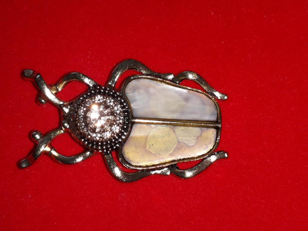 Belle broche Scarabée & nacre , Vintage, Envoi, Broche