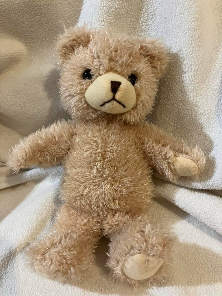 Ours brun à paillettes dorées en fourrure H 22 cm, Enfants & Bébés, Enlèvement ou Envoi, Comme neuf, Ours