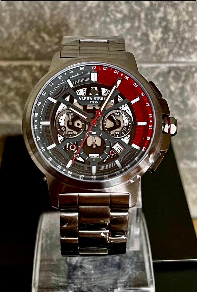 ALPHA SIERRA TITAN SPORTS CHRONO VAUT399€ ! NOUVEAU !, Enlèvement ou Envoi, Neuf, Noir