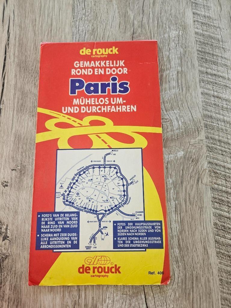 Kaart van Parijs - De Rouck, Boeken, Atlassen en Landkaarten, Gelezen, De Rouck, Ophalen of Verzenden, 1800 tot 2000