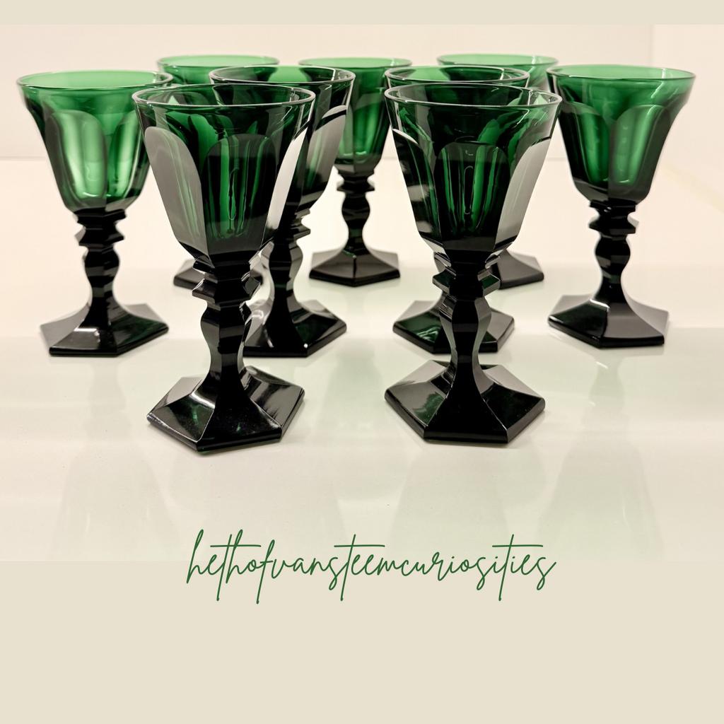 Cristal 9 verres à vin Interbellum, Antiquités & Art, Antiquités | Verre & Cristal, Enlèvement ou Envoi