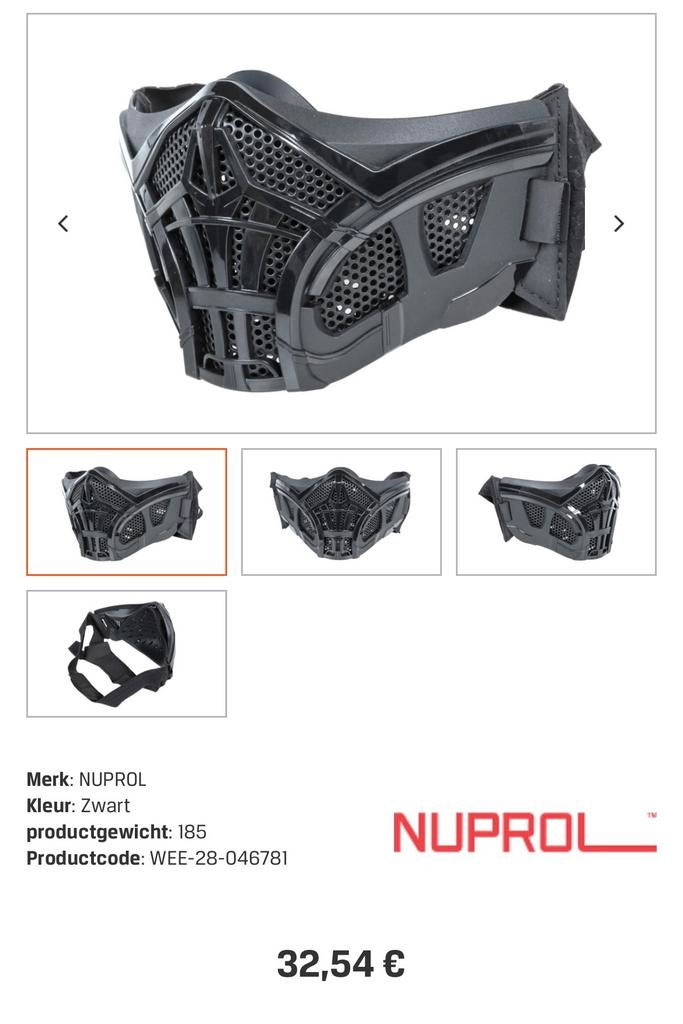 Nuprol airsoft masker, Ophalen, Zo goed als nieuw, Bescherming