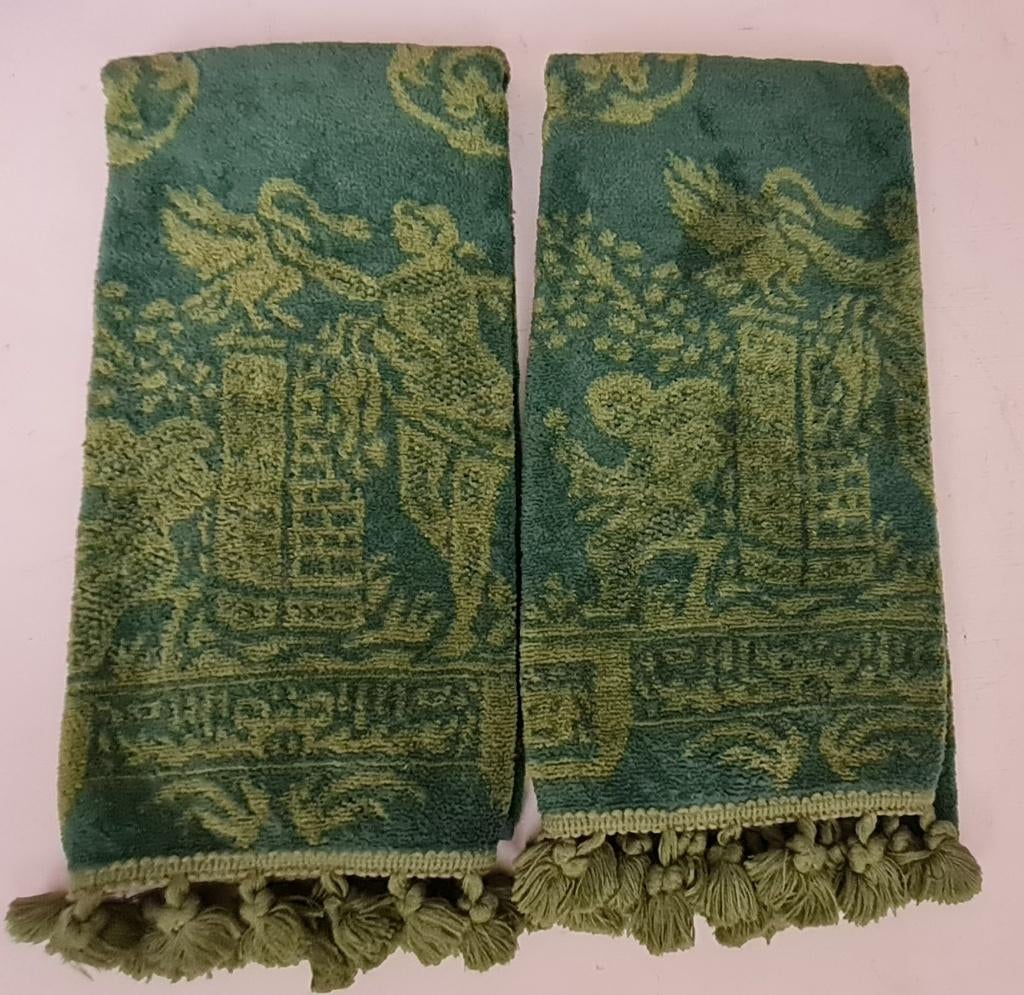 2 gastendoekjes Italy - putti's - cupido's, Ophalen of Verzenden, Nieuw, Groen, Gastendoekje