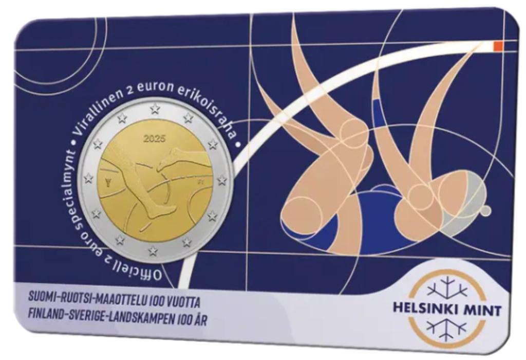 2 euro Finland 2025 Atletiek Finland-Zweden in coincard, Ophalen of Verzenden, Finland, 2 euro