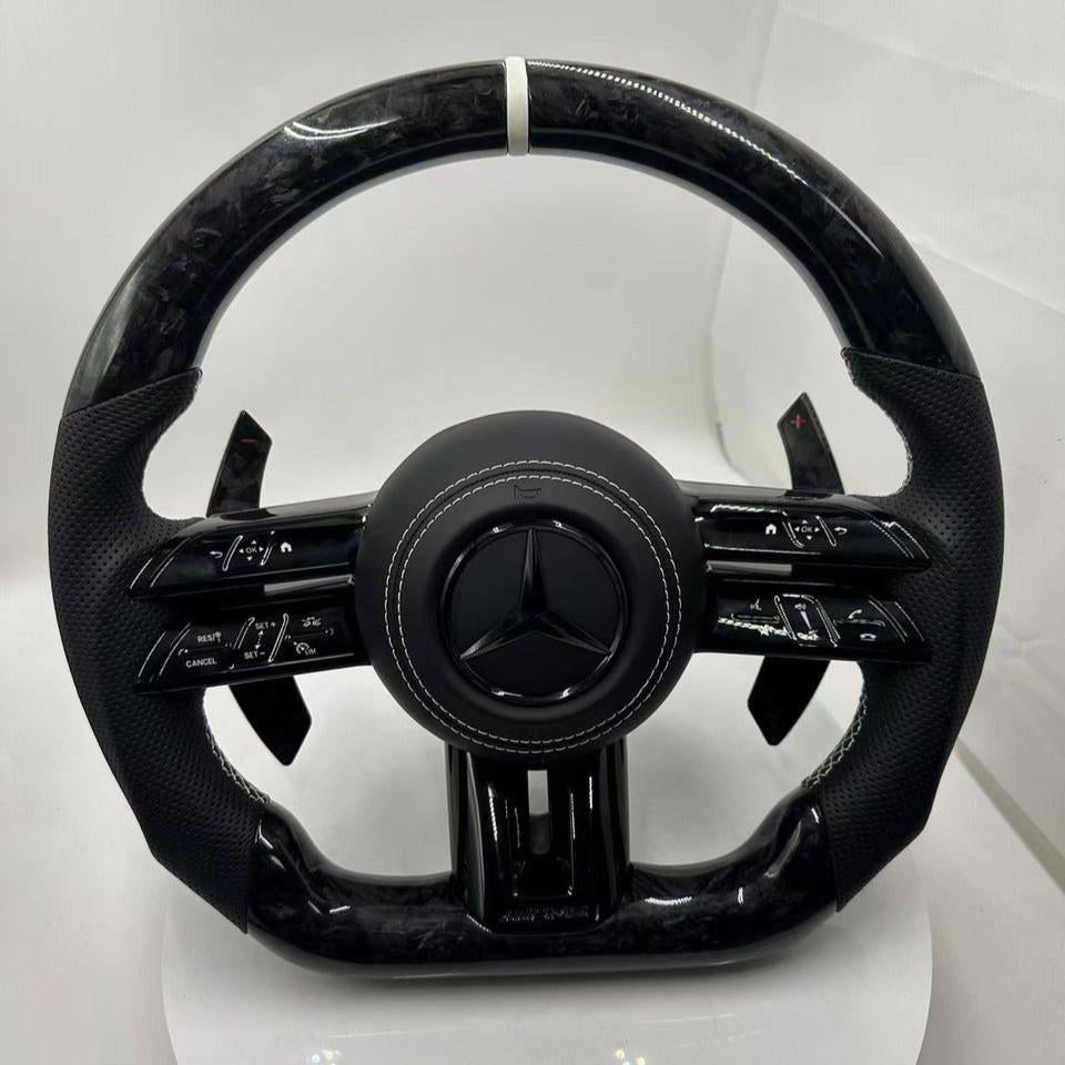 Volant Mercedes en carbone forgé libellule blanc en cuir AMG, Enlèvement ou Envoi, Neuf, Mercedes-Benz