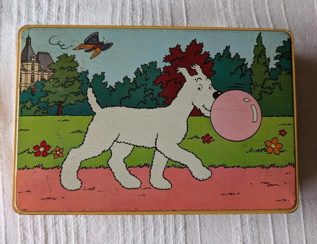 Vintage Kuifje blikken doos met Bobbie, Verzamelen, Ophalen of Verzenden, Gebruikt