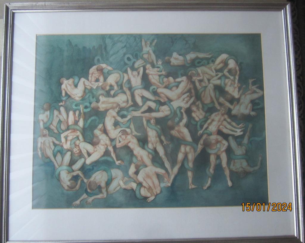 "Slangen als pijnigers" - Raphaël Ghislain, Antiek en Kunst, Ophalen