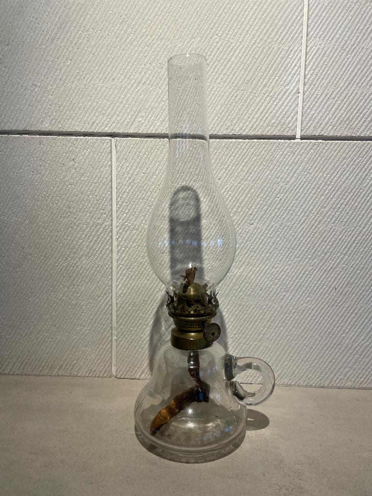 Lampe à huile en verre Lempereur & Bernard, Antiquités & Art, Enlèvement ou Envoi