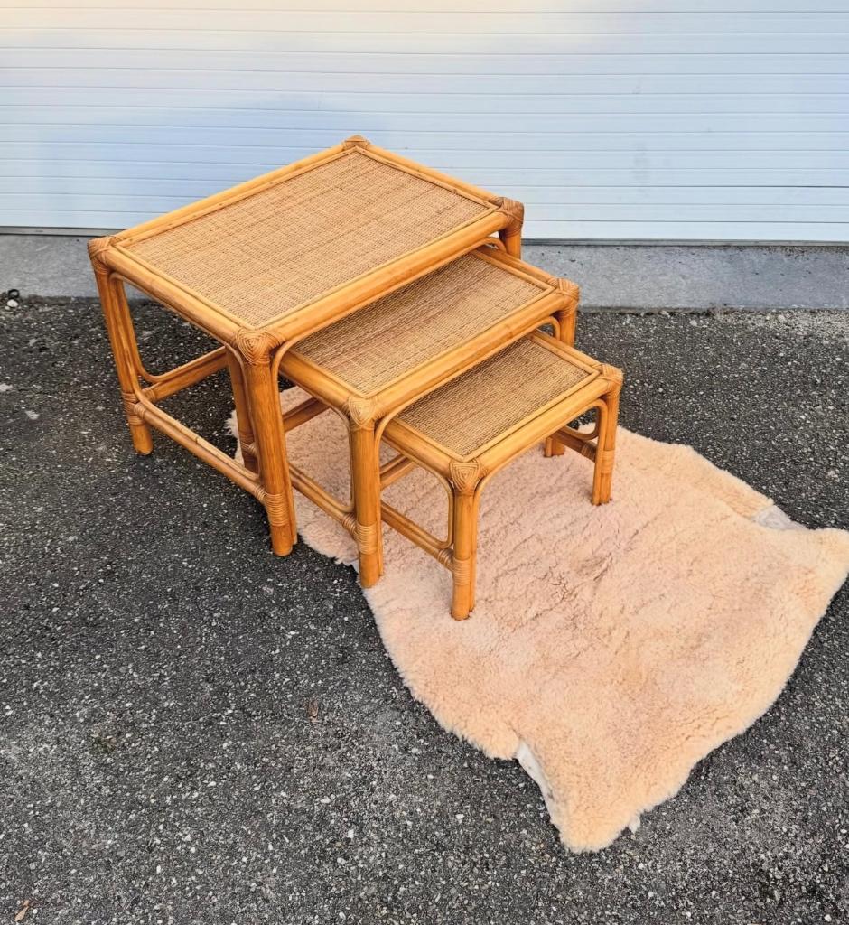 Bamboe nesting table set, Antiek en Kunst, Ophalen of Verzenden