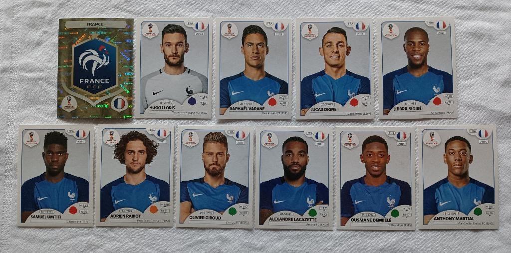 11 stickers Frankrijk - WK 2018, Ophalen of Verzenden, Zo goed als nieuw, Meerdere stickers