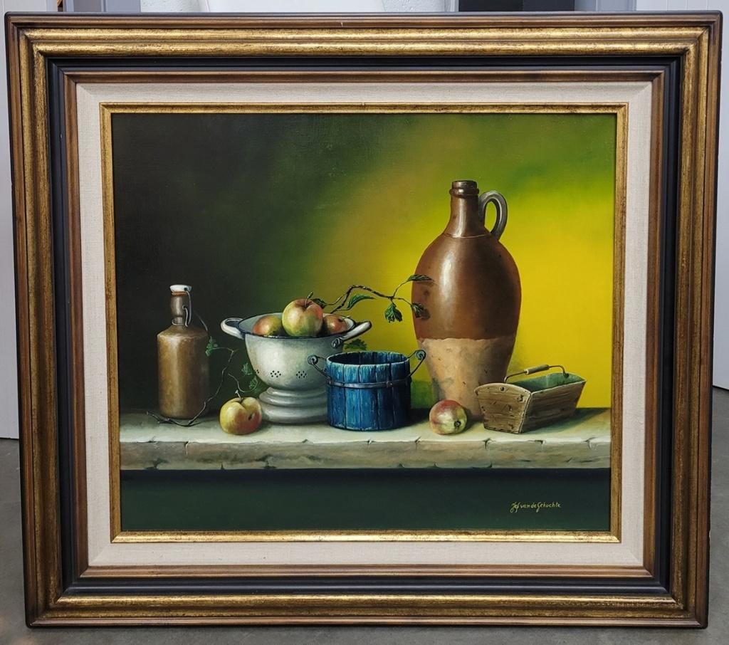 Jef VAN DE GEHUCHTE, stilleven met appelen, Antiek en Kunst, Ophalen of Verzenden