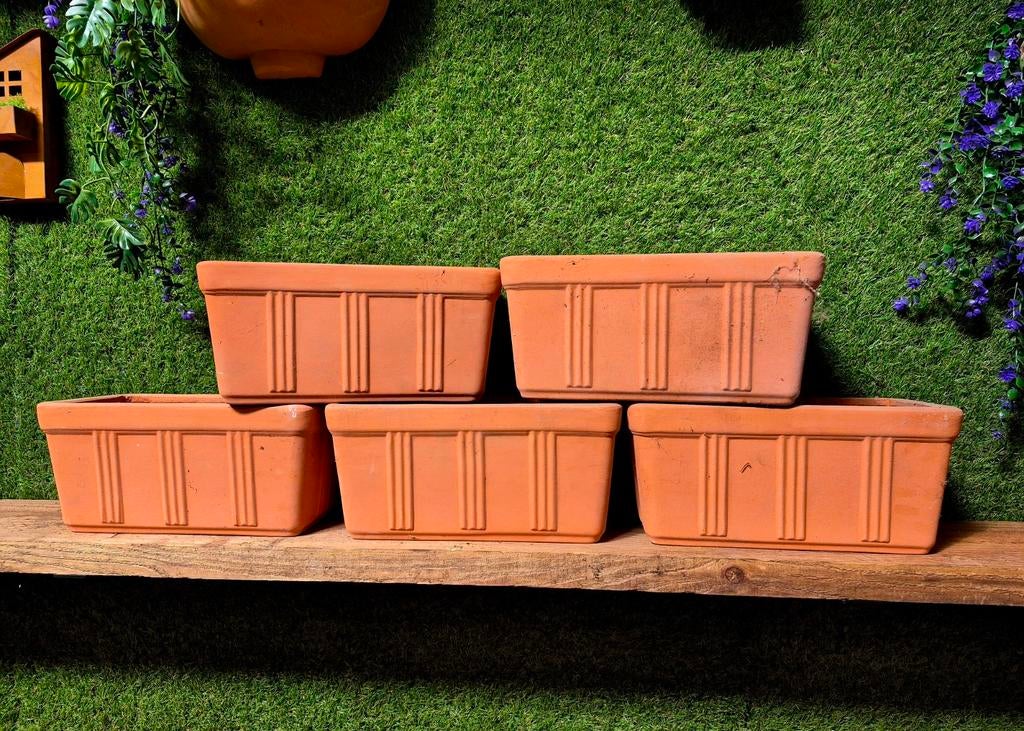 Kleine rechthoekige terracotta bloempot 33cm, Tuin en Terras, Ophalen