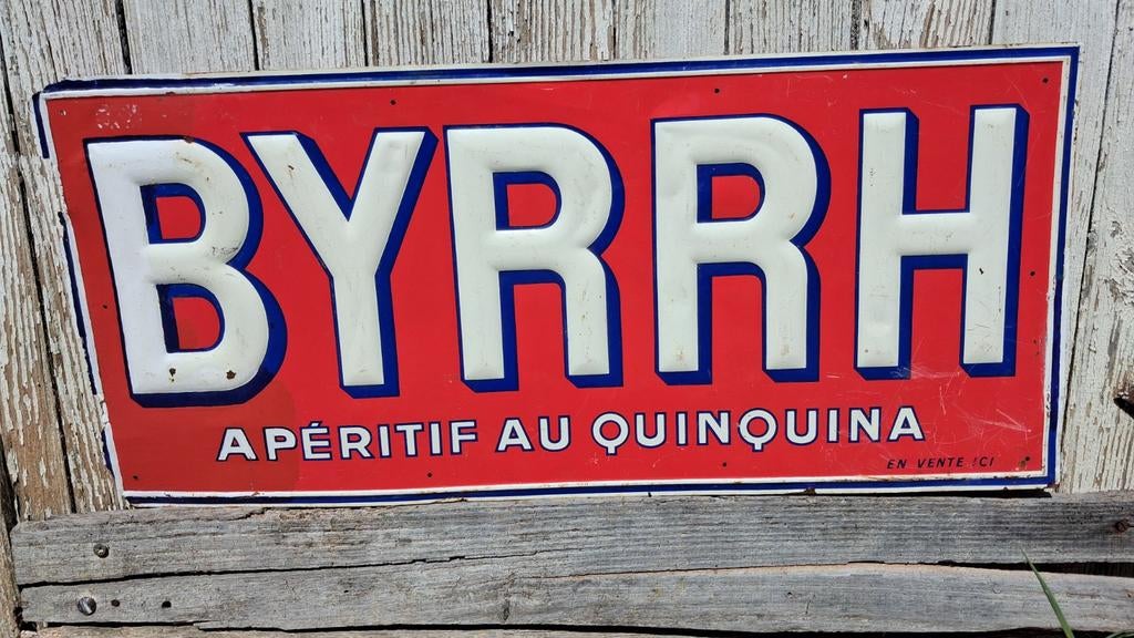 Zeer groot metalen reclamebord BYRRH, Ophalen of Verzenden