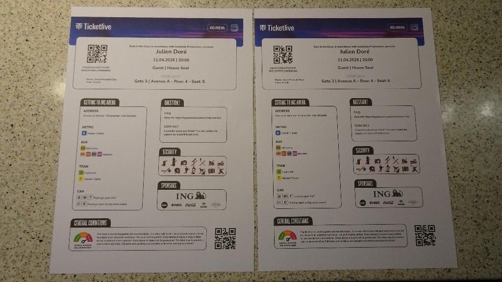 tickets concert julien Doré, Tickets & Billets