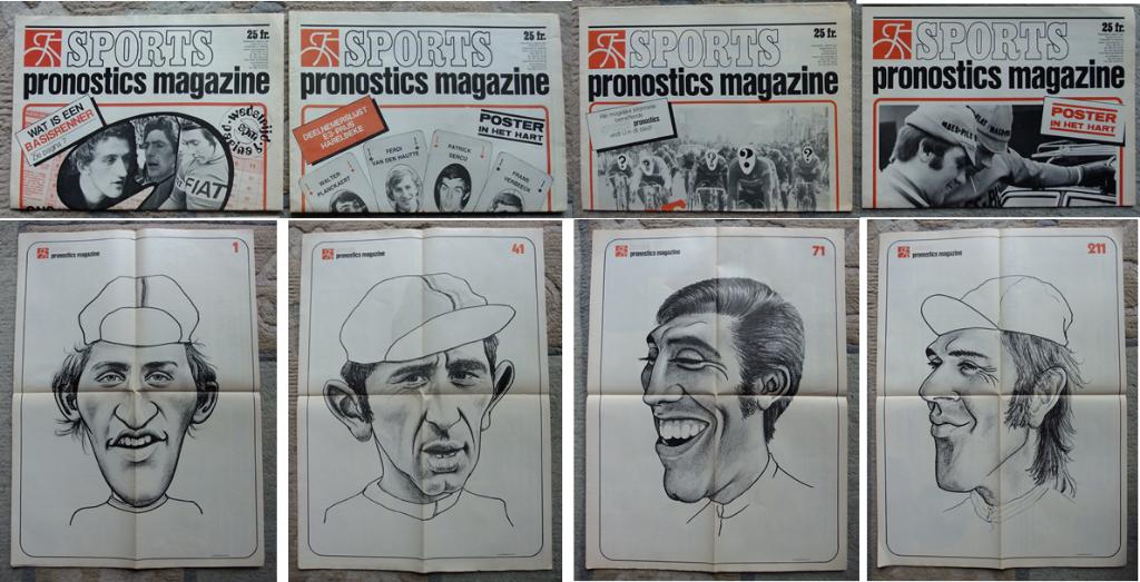 Unieke set 4 Sports Pronostics jaren '70 + wielerkarikaturen, Boeken, Sportboeken, Zo goed als nieuw, Ophalen of Verzenden