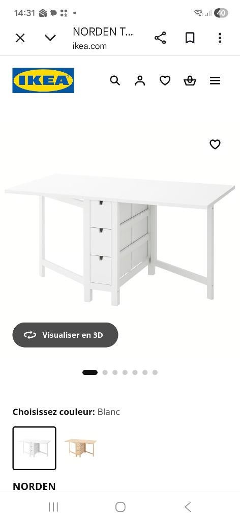 Table norden ikea, Maison & Meubles, Enlèvement, Comme neuf