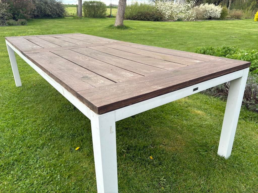 Tuintafel met 8 stoelen merk Bristol, Tuin en Terras, Tuintafels, Ophalen, Gebruikt, Vierkant, Hout