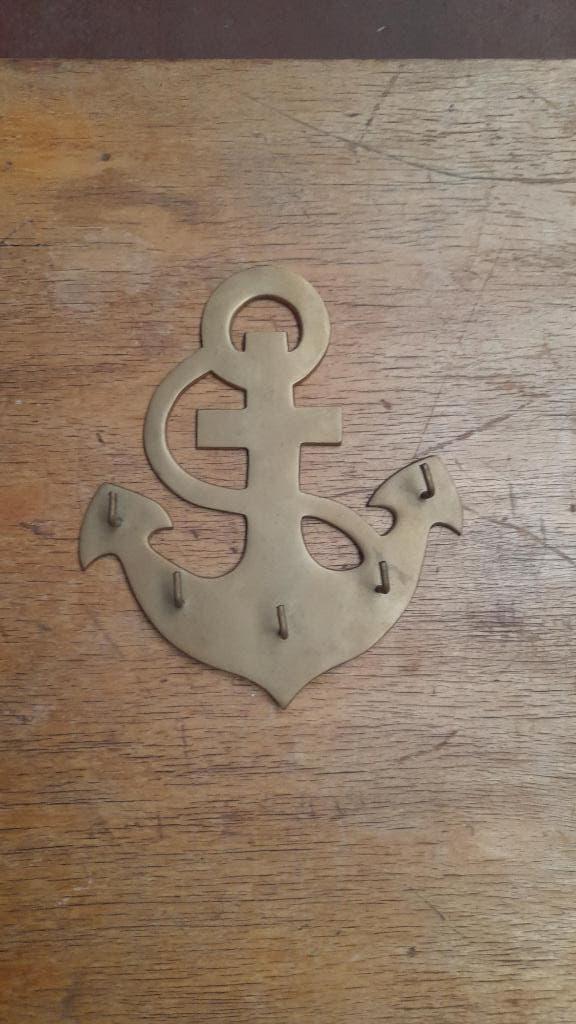 Kapstok anker in messing, Ophalen, Gebruikt, Metaal