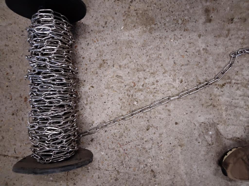 Inox ketting, plusminus 10 meter, Ophalen, Inox