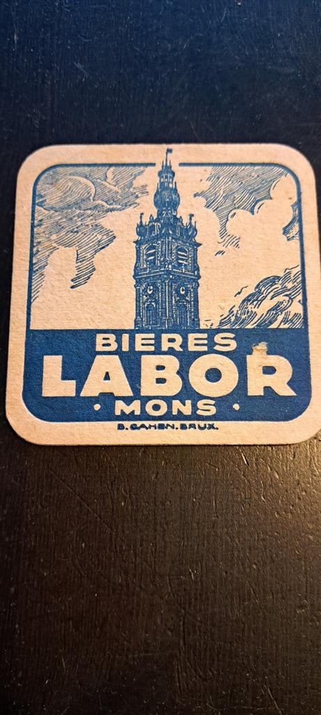 Bierviltje sous bock Vooroorlogs Labor Mons, Collections, Marques de bière, Enlèvement ou Envoi