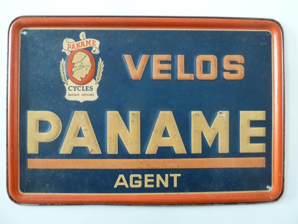 tôle publicitaire PANAME oldtimer ancien vélo no  émaillé, Collections, Marques & Objets publicitaires, Enlèvement ou Envoi, Panneau publicitaire
