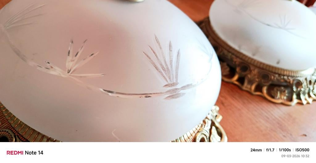 plafonniers vintage en bronze, Enlèvement ou Envoi, Utilisé, Autres matériaux, Vintage