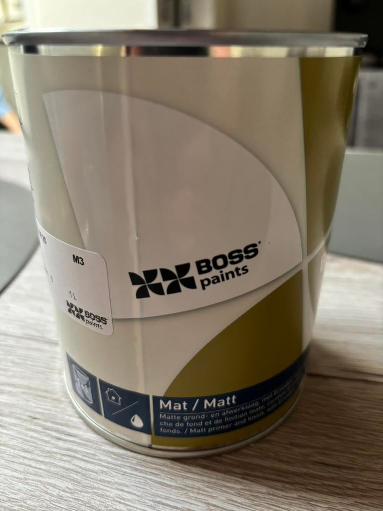 Verf (Grijs) Boss Paints 1L, Bricolage & Construction, Peinture, Vernis & Laque, Neuf, Moins de 5 litres, Gris, Enlèvement